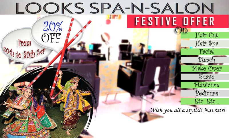 [Festive Offer] 20% discount from 20th to 30th Sep on every bill @ Looks Spa n Salon