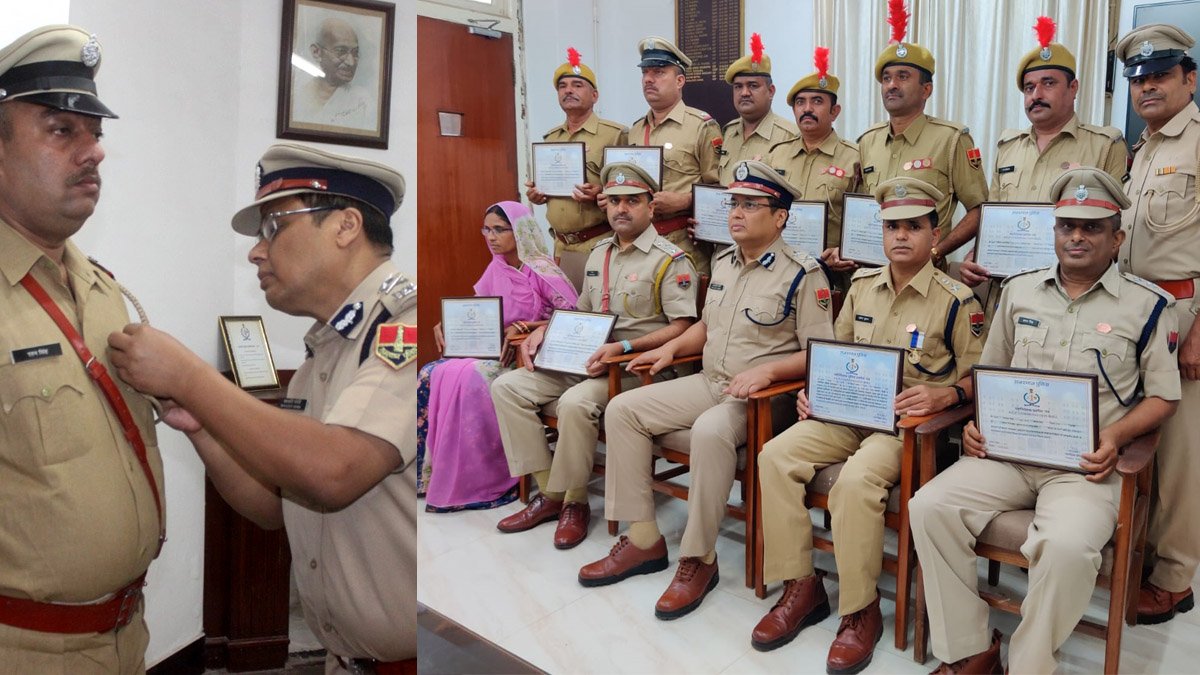 माउंट आबू राज भवन एंटिक बन्दुक मामले का पर्दाफास करने वाले पुलिस जवान डीजीपी डिस्क से सम्मानित