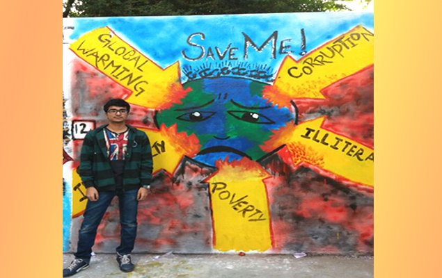 A message via painting 'Save Earth': Nikhil Agarwal